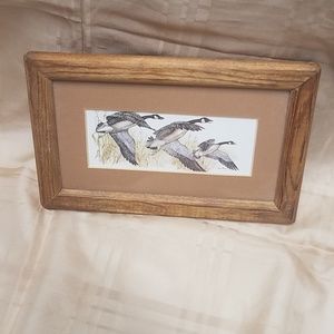 Lynn Bean geese in flight print in 8"x5" oak frame